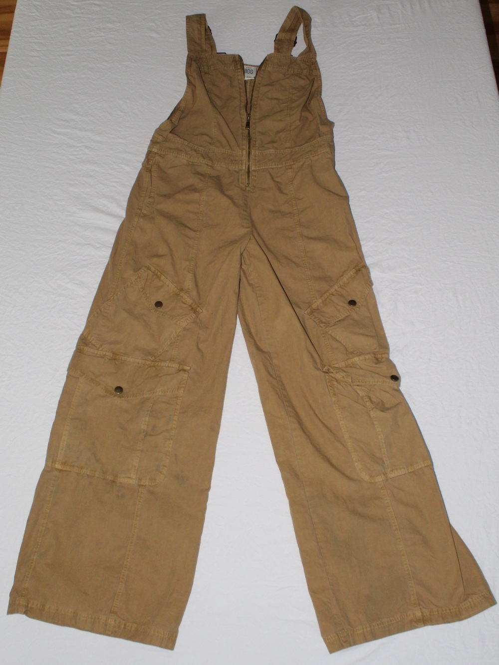 BDG Khaki Wide-Leg Cargo Jumpsuit